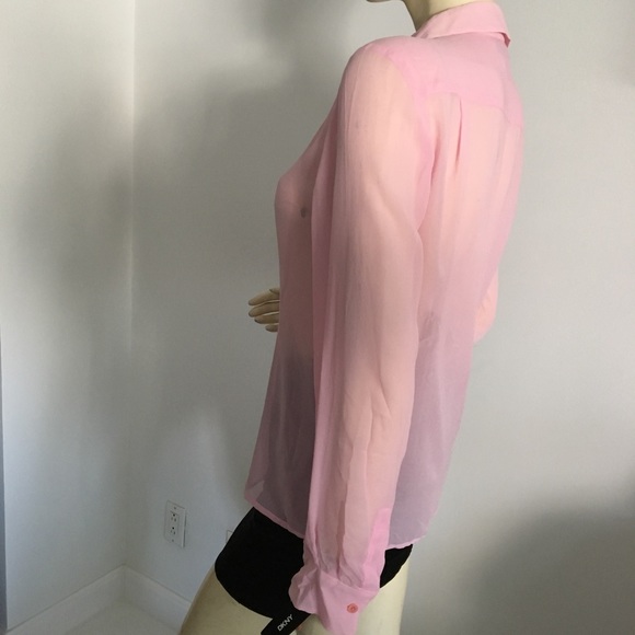 {new} DKNY Pink silk button down blouse - Picture 6 of 8